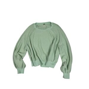 Free People Found My Friend Mint Green Boucle Knit Balloon Sleeve Sweater Medium